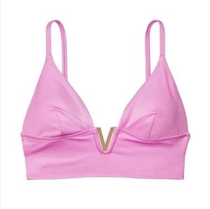 Victoria's Secret Pink Pull On Style Bra with Gold Hardware Detail, Size Large
